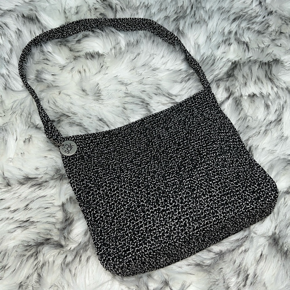 The Sak Sequoia Woven Shoulder Bag Black White